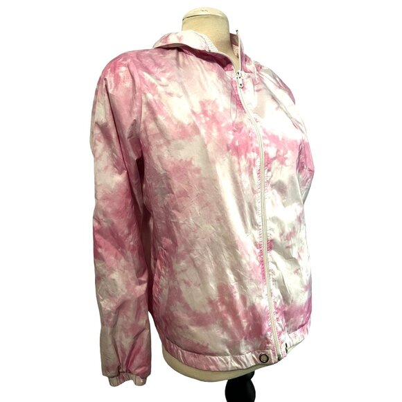 Forever 21 Plus Pink Tie Dye Windbreaker Jacket Sz 0XL Hooded - Picture 5 of 11